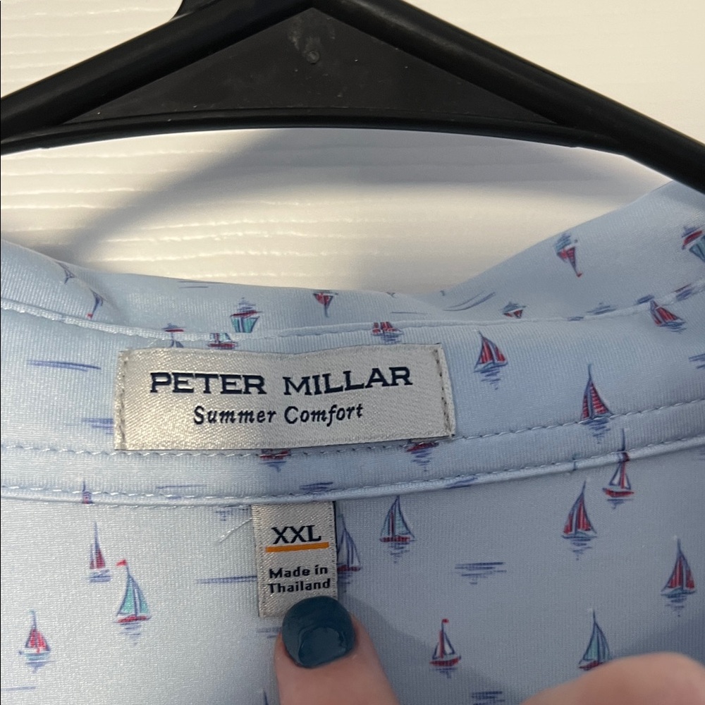 Peter Millar Light Blue Patterned Polo Shirt - Picture 3 of 5